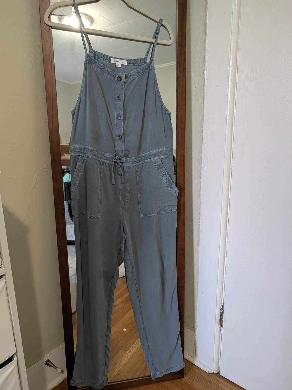 O'Neill Blue Chambray Button-Front Jumpsuit